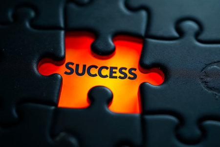 Jigsaw puzzle pieces with word success. Business concept image for Successの素材