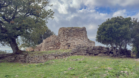 Sardinia Nuraghe, Nuraghe Adoni in Villanova Tulo, Sardinia, Ancient Stone Tower in Barbagiaの写真素材