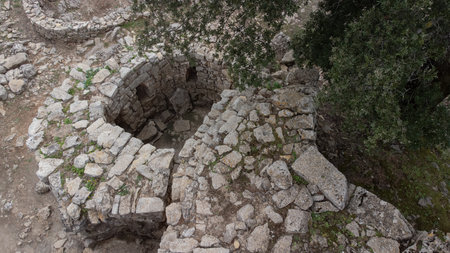 Sardinia Nuraghe, Nuraghe Adoni in Villanova Tulo, Sardinia, Ancient Stone Tower in Barbagiaの写真素材
