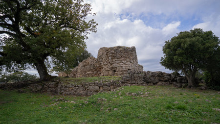 Sardinia Nuraghe, Nuraghe Adoni in Villanova Tulo, Sardinia, Ancient Stone Tower in Barbagiaの写真素材