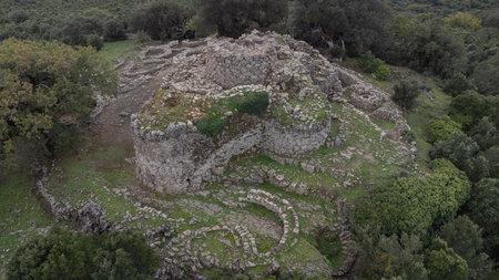Sardinia Nuraghe, Nuraghe Adoni in Villanova Tulo, Sardinia, Ancient Stone Tower in Barbagiaの写真素材