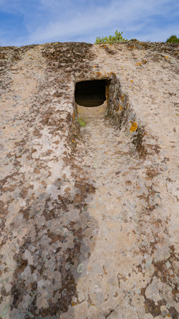 Domus de Janas of Genna Salixi Ancient Rock-Cut Necropolis in Sardiniaの写真素材