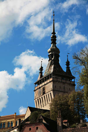 Tower in Sighisoara, Transylvania, Romaniaの写真素材