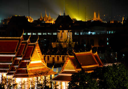 Wat Phra Kaew at night in Bangkok - Temple of Emerald Buddha - Thailandの写真素材