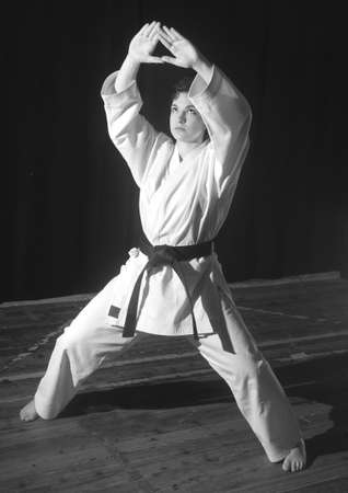 Exhibition of karate in black and white of the black belt Silvia Daniele.の写真素材