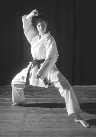 Exhibition of karate in black and white of the black belt Silvia Daniele.の写真素材