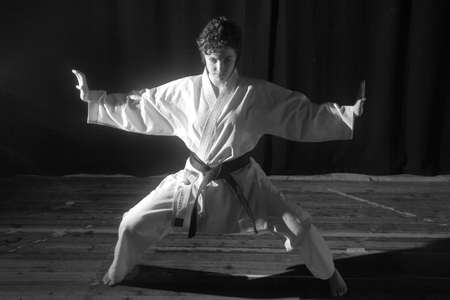Exhibition of karate in black and white of the black belt Silvia Daniele.の写真素材