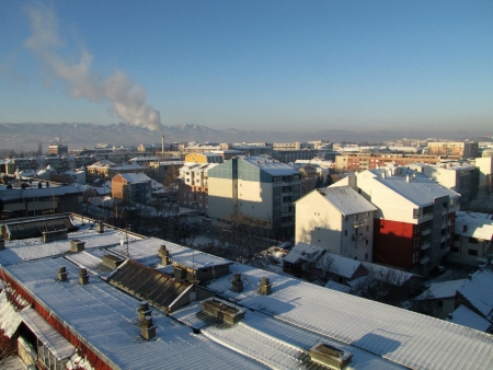 Small town s snowy roofs  のeditorial素材