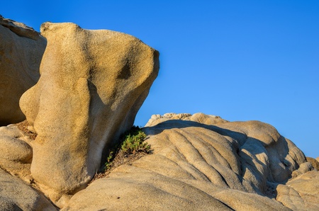 Natural stone sculpture - large rocks of various shapes on Carydi beach, Sithonia, Greeceの写真素材
