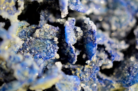 Piece of Sahara - mineral blue desert rose abstract background, extreme macro shotの写真素材