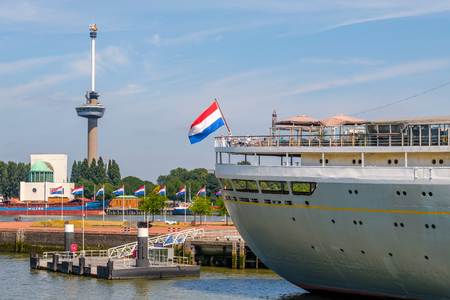 ROTTERDAM, THE NETHERLANDS - JUN 27, 2018 : SS Rotterdam former ocean liner and cruise ship, now docked in the harbour of Rotterdam and used as hotel shipのeditorial素材