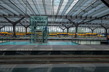 View, across the platforms of the Central Station in Rotterdam, the Netherlands.のeditorial素材