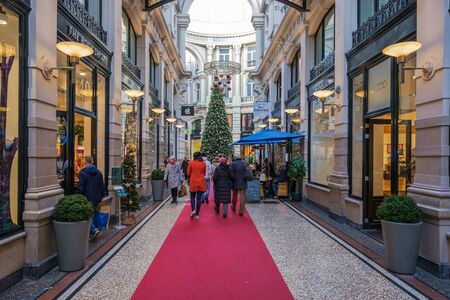 Christmas shopping in the Passage, a covered shopping street in the center of The Hague, the Netherlandsのeditorial素材