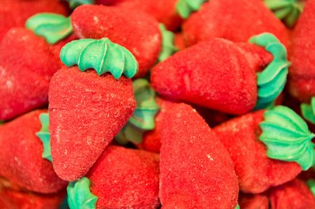 Background candies shaped strawberryの写真素材
