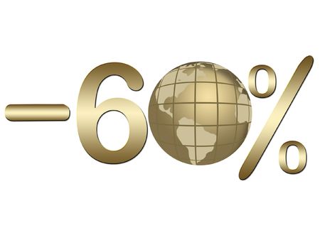 Minus sixty percents with globeの写真素材