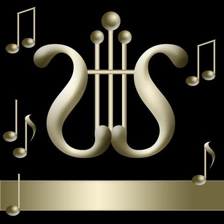 Lyre and musucal notesの写真素材