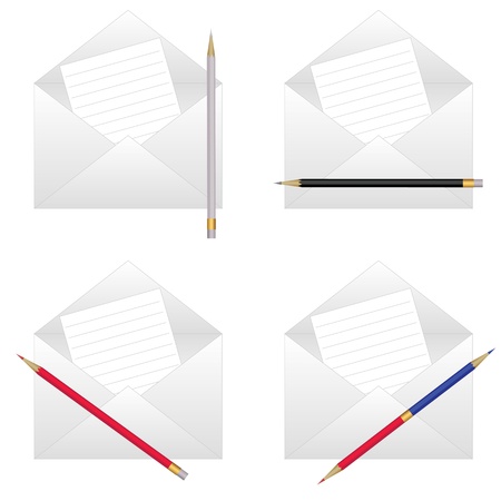 Envelope, note and pencilのイラスト素材