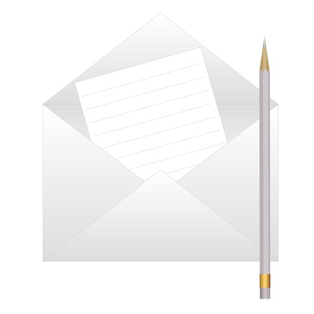 Envelope, note and pencilのイラスト素材