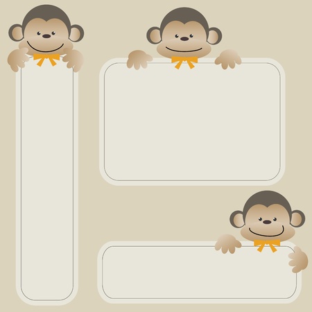 Monkey with bannerのイラスト素材