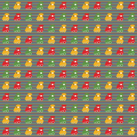 Children seamless background with color trains のイラスト素材
