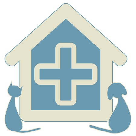 Veterinary sign with dog and catのイラスト素材