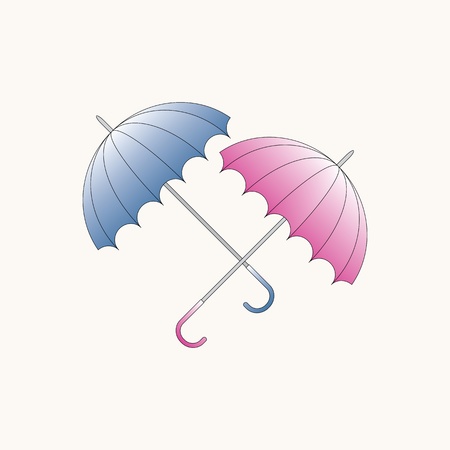 Blue and pink umbrellasのイラスト素材