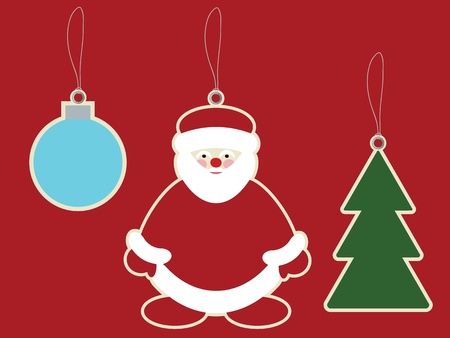 Santa claus, christmas ball and christmas tree price tags のイラスト素材