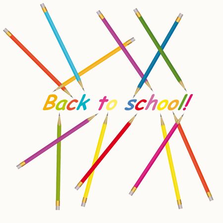 Back to school background with color pencilsのイラスト素材