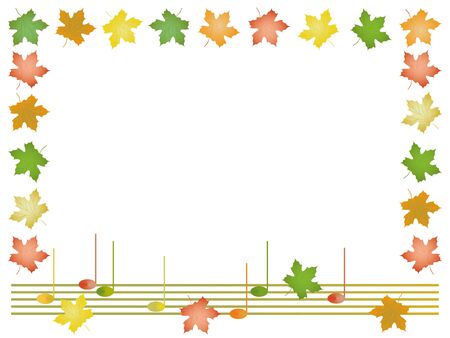 Autumn background with musical notes and leaves of maple のイラスト素材