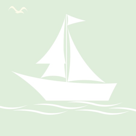 White sailing boat on blueのイラスト素材