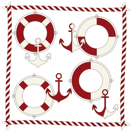 Anchor and lifebuoy のイラスト素材