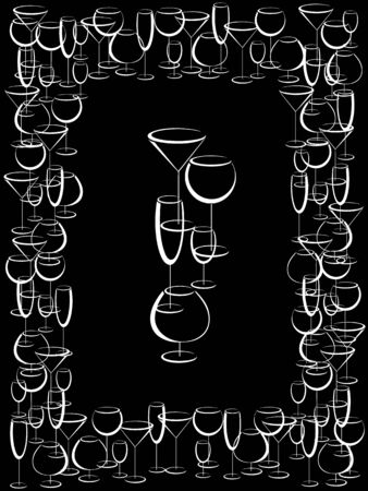 Wine card menu with glasses of alcohol drinks のイラスト素材