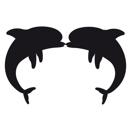 Silhouette of dolphins のイラスト素材