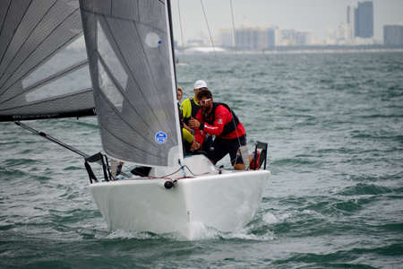 Miami, FL   This past weekend, just ahead of the great American Thanksgiving holiday, over twenty Melges 24s descended upon the venue of the 2016 World Championship, the Miami Yacht Club MYC for the first act of the U.S. Melges 24 Class World Winter Serieのeditorial素材