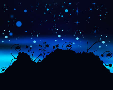 Magical starry nightのイラスト素材