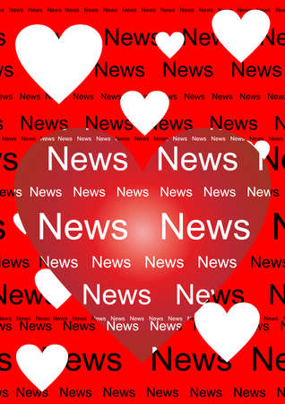 Big red heart surrounded by white hears on red background, Vector illustration.のイラスト素材