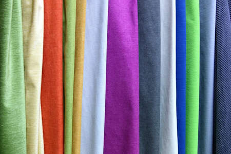 Colorful fabric is used for clothes, for women and men.