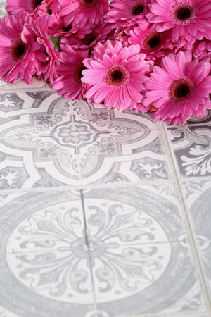 Gerbera with a large beautiful inflorescence is a wonderful decoration.の写真素材