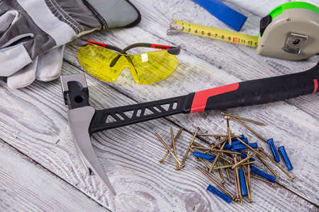 Of course, the basic tool of any builder is a hammer. You also need to remember about security with this tool.の写真素材