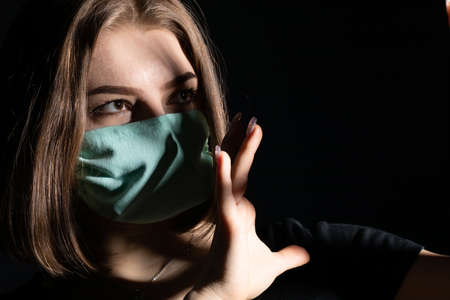 Protective respiratory mask for people that reduces the risk of infection with viruses and bacteria.の写真素材