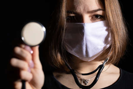 Protective respiratory mask for people that reduces the risk of infection with viruses and bacteria.の写真素材