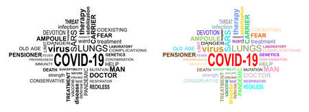 Colorful inscriptions identifying the terribly contagious SARS virus derivative.のイラスト素材