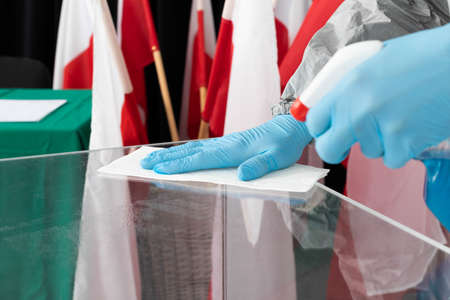 Highest precautions during the upcoming presidential election. Hygiene and cleanliness to the highest degree.の写真素材