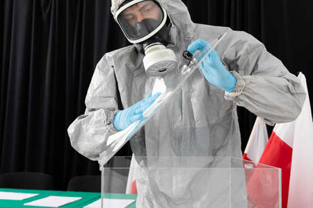 Special hygiene rules during the presidential election in Poland. Thorough disinfection of the...