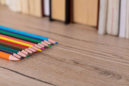 Pencils for children. Colored pencils lie side by side.の写真素材