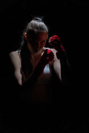 Contact and sharp sport in the ring for both women and men. Mixed Martial Arts.の写真素材