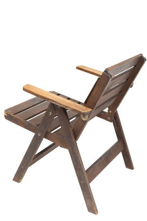 Folding wooden Polish chair from the 70s and 80s. Rear angle view.の写真素材