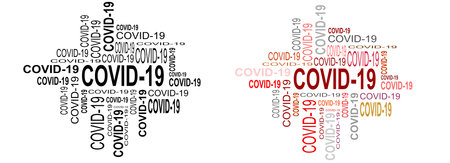 Captions clustered into a collection of words about the COVID-19 virus that is spreading around the world.のイラスト素材