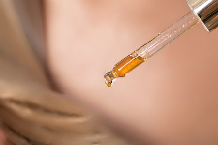An Elegant Dropper Bottle Designed to Hold Oil Perfectly for Your Daily Skincare Routineの写真素材