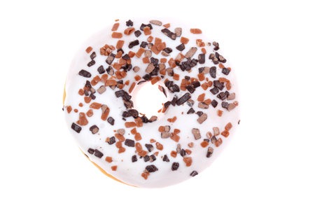 Indulge in a Delicious Donut topped with Frosting and vibrant Sprinkles for a sweet treatの写真素材